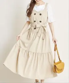 【美品】トッコクローゼット ウエストりぼん付きトレンチ風ワンピース 美人百花