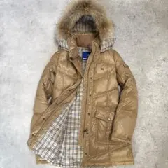 バーバリーブルーレーベル ファー付きダウンコート 40サイズ キャメル
