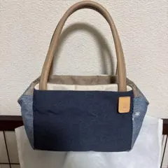 美品☆ラシット　トートバッグ小肩がけ可キャンバス＆ナイロン　バイカラー白ペイント