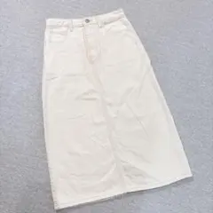 デイジー　デニムスカート　ロング丈　Mサイズ　アイボリー　綿100%
