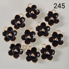 【245】350円商品5つで1000円です☆10こ☆お花チャーム☆黒
