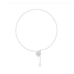 AJIDOUシルバーハートパールスライダーネックレス 長さ調整可 コーデに最適