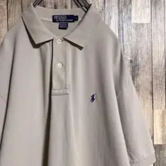 90s USA製 ポロバイラルフローレン ポロシャツ ベージュ ビッグシルエット