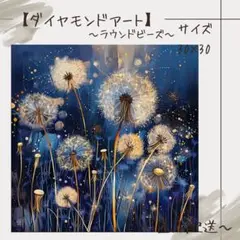 【ダイヤモンドアート】　ビーズアート　ラウンドビーズ　30×30　綿毛　わたげ