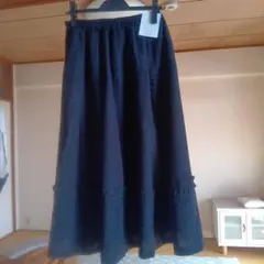 ブラックフレアスカート 裾フリル