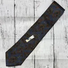 メンズ　ネクタイ　カジュアル　オシャレ　ビジネス　ペイズリー　シルク　紺色　新品