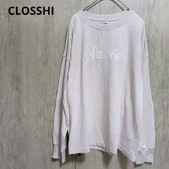 CLOSSHI　Naples ロゴ刺繍 長袖カットソー ピンク Lサイズ