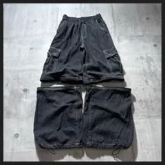 X-girl 2way wide leg cargo pants black