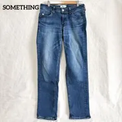 美品 サムシング ストレート デニム パンツ 30 M 日本製 ブルー きれいめ