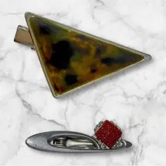 クラシック ネクタイピン　ゴールド＆シルバー　２点セット　ヴィンテージ調