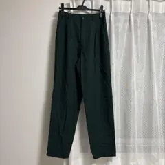 ダークグリーン チェック柄 タックパンツ パンツ レディース 柄