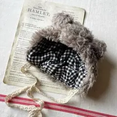 くまボンネット　ブライスアウトフィット　ハンドメイド　くま耳帽子　着せ替え服