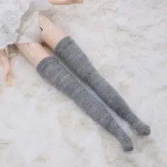 ブライス、リカちゃん、1/6サイズ、靴下1足　 ニーハイソックス　グレー⑥