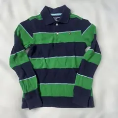 トミーヒルフィガー　ストライプ長袖ポロシャツ キッズ　100-110cm