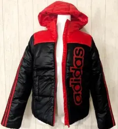 新品 adidas フード付き 暖か中綿コート ジャケット 赤黒