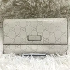 GUCCI グッチ シマ レザー 長財布 wホック メタルロゴ - メルカリ