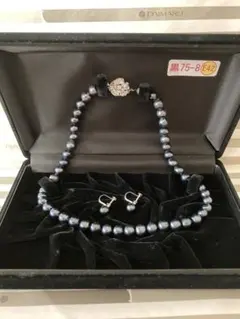 は*な様 黒蝶真珠 ネックレス イヤリング セット 大粒 12mm SILVER 