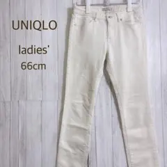 ユニクロ　ストレッチスキニーデニムパンツ　白　66　M　シンプル　カジュアル