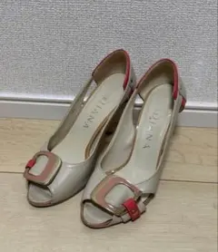 DIANA ダイアナ オープントゥ パンプス 21.5 ヒール ベージュのサムネイル