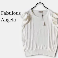 新品✨ファビュラスアンジェラ　フレアフレンチスリーブサマーニット　カットソー　白のサムネイル