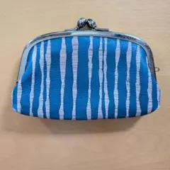 青と白のストライプがま口財布
