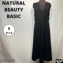 NATURAL BEAUTY BASIC Vネック ジャンパースカート S 黒