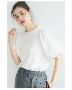 coca ボリュームスリーブブラウス パフスリーブ 半袖 ホワイト
