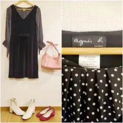 ベルベット レトロワンピース アニエスbフランス製