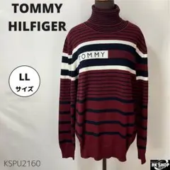 TOMMY HILFIGER ハイネック ニットセーター ボーダー ロゴ LLのサムネイル