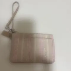COACH ストライプ柄 ポーチ リストレット