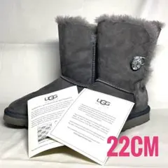 UGG ムートンブーツ グレー 22cm クリスタルボタン