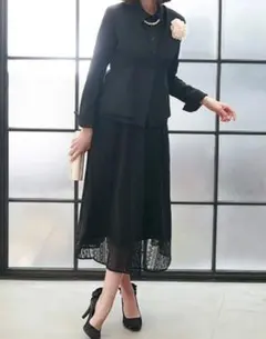 ブラック レース ワンピーススーツ