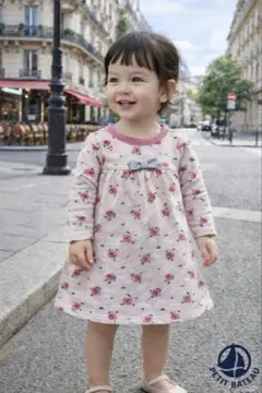 プチバトー ワンピース 18m 81cm 花柄 女の子 PETIT BATEAU