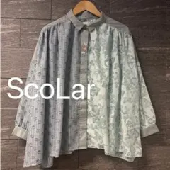 極美品　ScoLar スカラー　蝶柄オパール切替ボリュームシャツ 刺繍のサムネイル