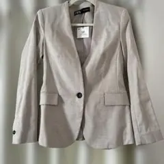 ZARA ベージュ ノーカラージャケット EU36 新品未使用