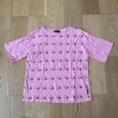 DRUG STORE'S 豚　ブタ　Tシャツ　総柄　ゆったり　ピンクのサムネイル