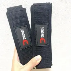 フィットネスリストストラップ パワーリフティング ブラック2本セット黒