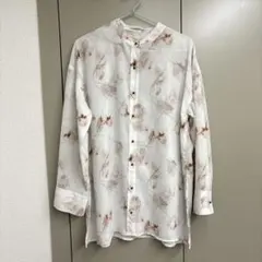 【美品】JEANASIS マーブル柄 バンドカラーシャツ ジーナシス