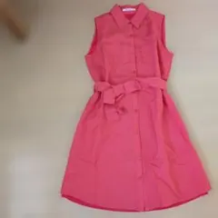 【M.deux】エムドゥ　ノースリーブ　シャツワンピース　ピンク系　Мサイズ