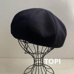 TOPI 8枚はぎのウールベレー帽（ブラック）
