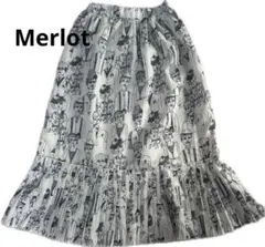 メルロー Merlot 人物柄　フリル付き スカート　フリーサイズ
