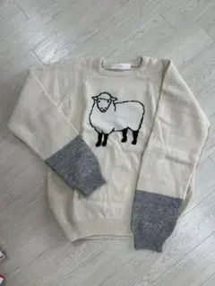 I am I 羊刺繍クリーム色セーター