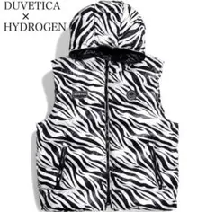 50 DUVETICA × HYDROGEN ダウンベスト ゼブラ柄 フード付き
