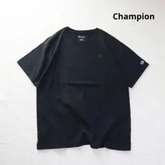 Champion ワンポイント ロゴ刺繍 Tシャツ ブラック L シンプル
