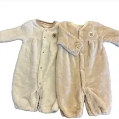 カバーオール 50-60cm 2点セット 双子 モコモコ ツーウェイ