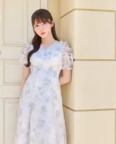 evelyn フラワープリント ワンピース ピンク