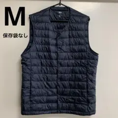 美品 ユニクロメンズ ウルトラライトダウンベスト ネイビー サイズM