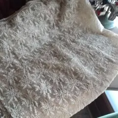 ジャンクジャーナル素材。花柄刺繍レース生地(紅茶染め)