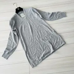 未使用タグ付き　モンシュシュ　 ウールロングニット　ウール100 グレー　L