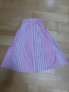 BREEZE ノースリーブ シャツ ワンピース130 ピンク ストライプ
